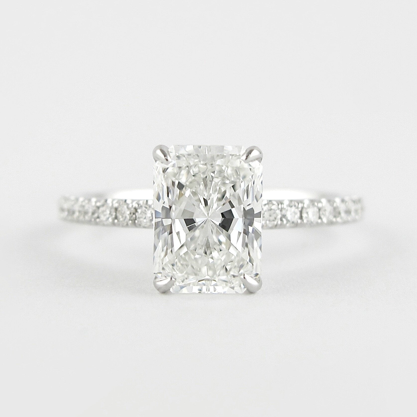 1.8 CT Radiant Solitaire & Pave Moissanite Engagement Ring 1