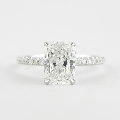 1.8 CT Radiant Solitaire & Pave Moissanite Engagement Ring 1