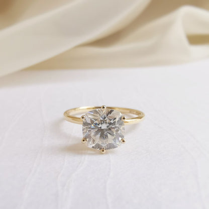 2.0 CT Cushion Shaped Moissanite Solitaire Engagement Ring 1