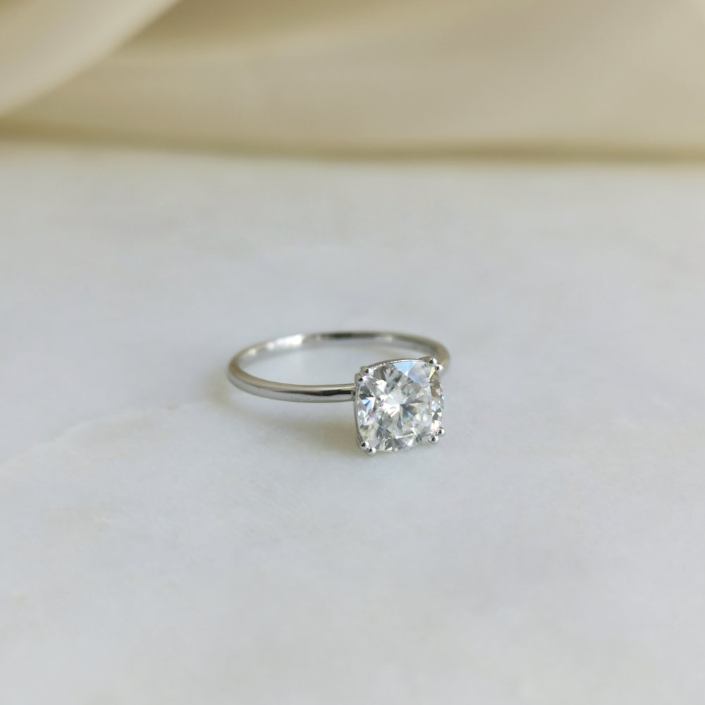 1.60 CT Cushion Shaped Moissanite Solitaire Engagement Ring 7