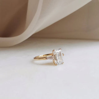 1.70 CT Emerald Shaped Moissanite 3 Stones Engagement Ring 3