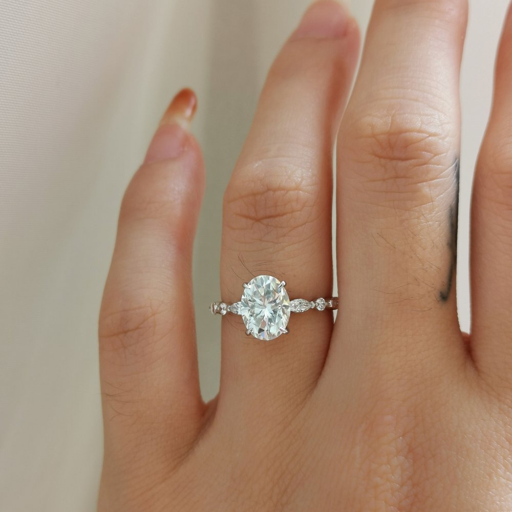 1.70 CT Oval Shaped Moissanite Solitaire Engagement Ring 4