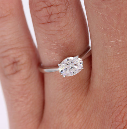 2.0 CT Oval Cut Solitaire Moissanite Engagement Ring 2