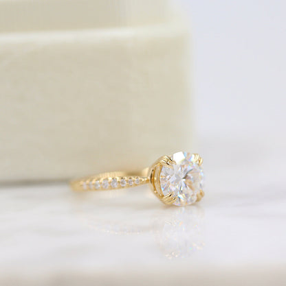 1.80 CT Round Solitaire Moissanite Engagement Ring With Pave Setting 5