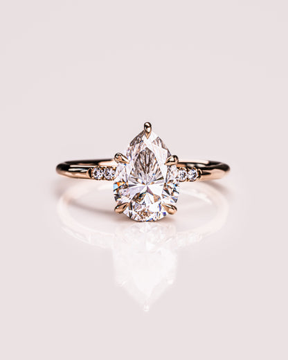 1.93 CT Pear Cut Solitaire Moissanite Engagement Ring With Hidden Halo Setting 2