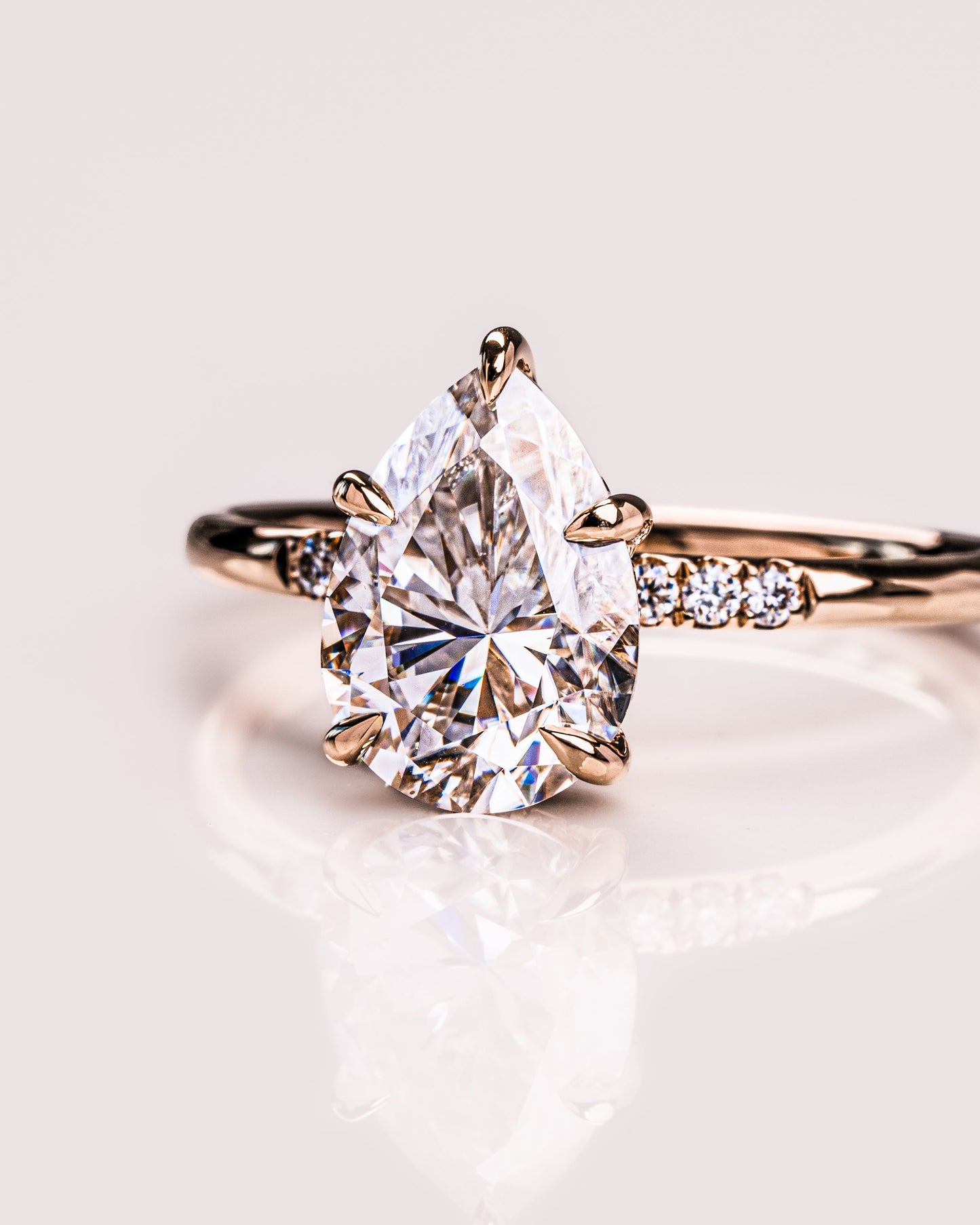 1.93 CT Pear Cut Solitaire Moissanite Engagement Ring With Hidden Halo Setting 3