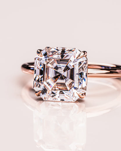 3.2 CT Asscher Solitaire Moissanite Engagement Ring 6