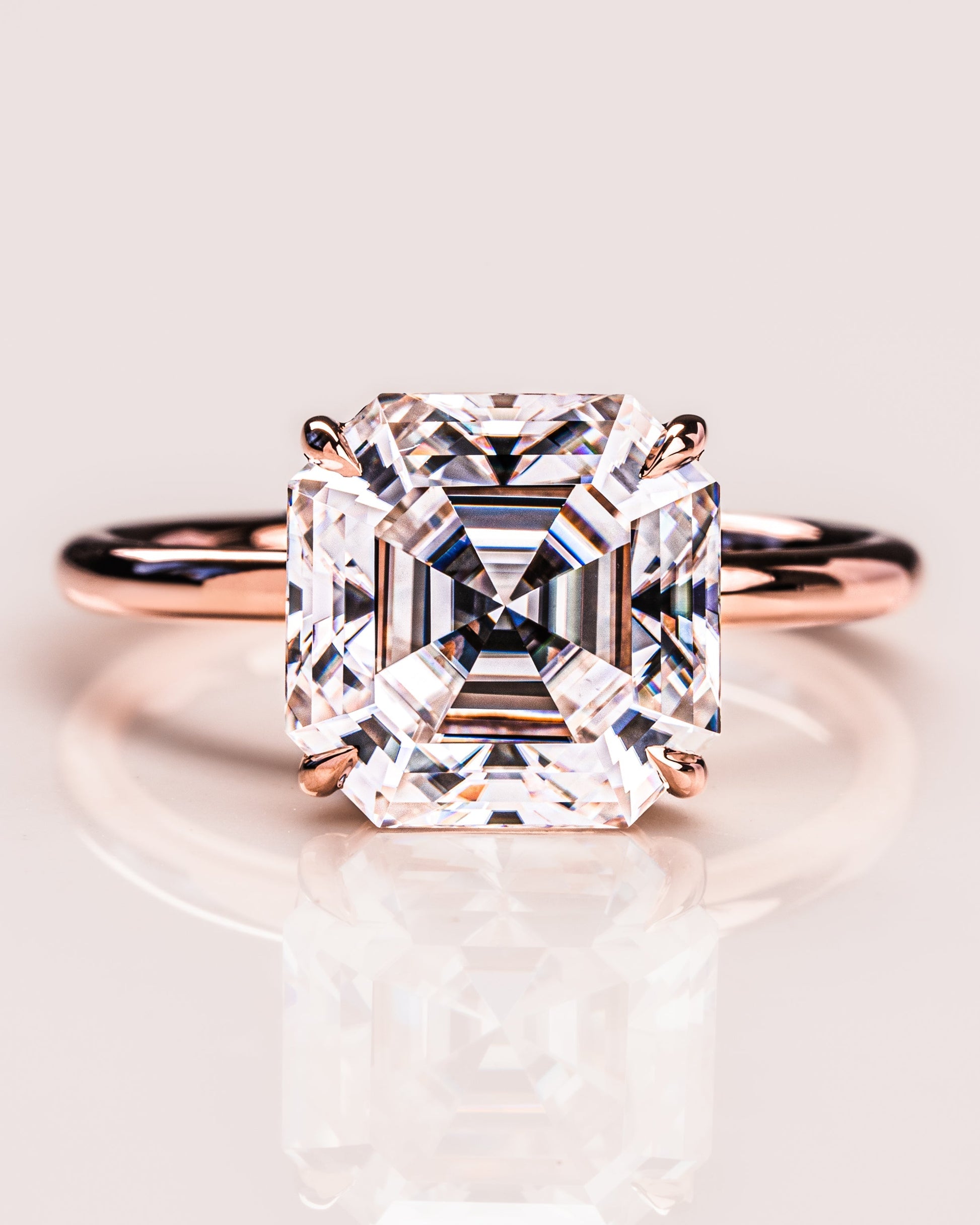 3.2 CT Asscher Solitaire Moissanite Engagement Ring 1