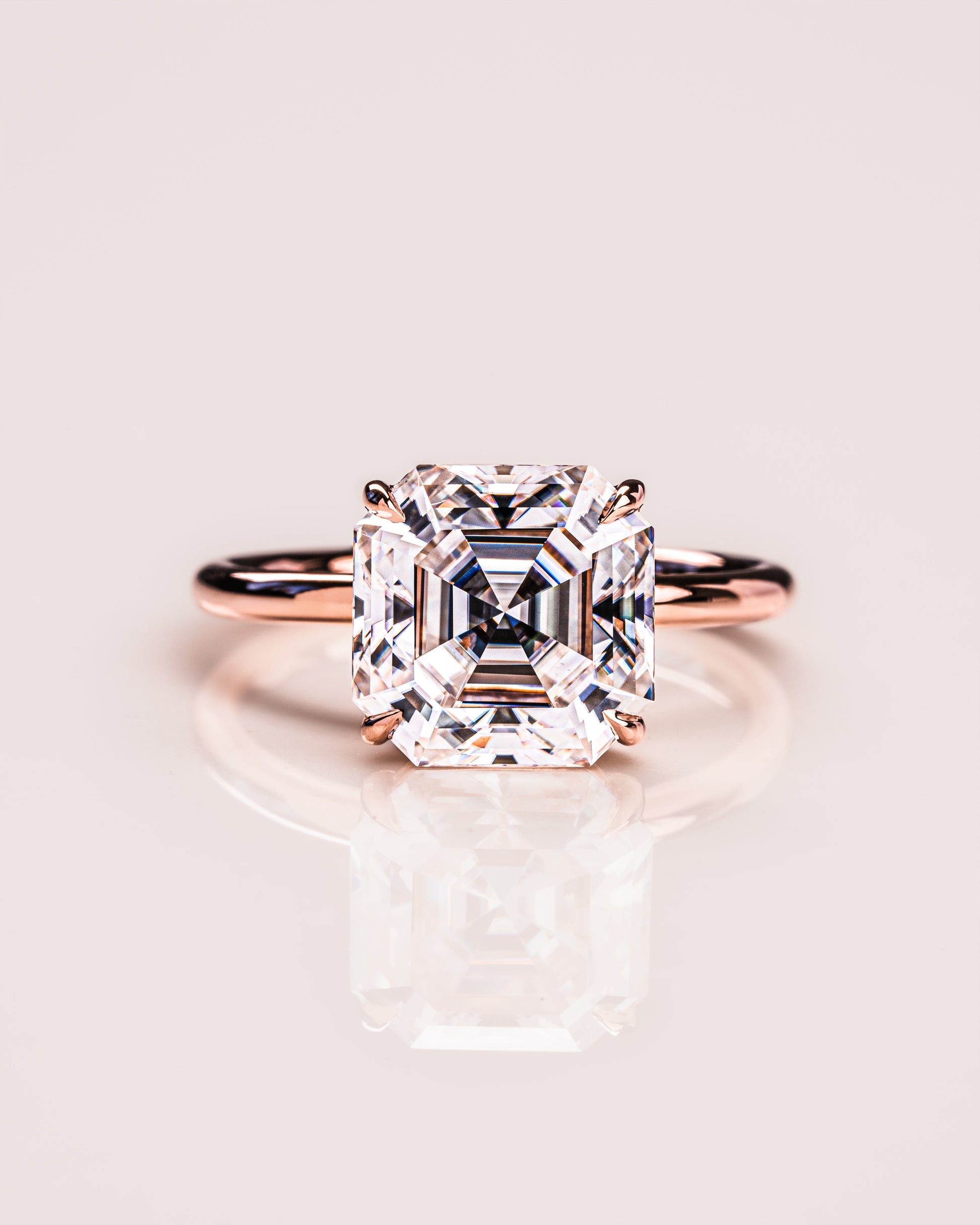 3.2 CT Asscher Solitaire Moissanite Engagement Ring 12