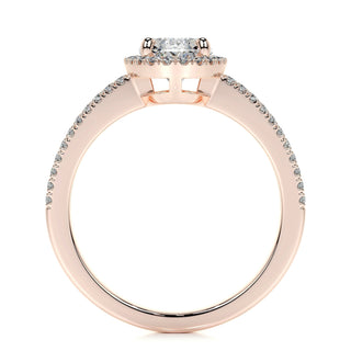 0.90 CT Oval Halo CVD H/SI1 Diamond Engagement Ring 14