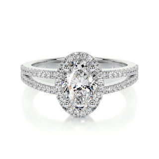 0.90 CT Oval Halo CVD H/SI1 Diamond Engagement Ring 1