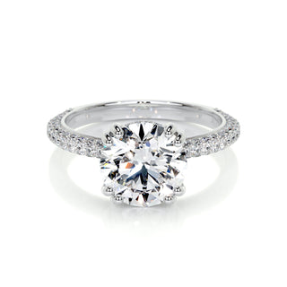 3.0 CT Round Pave Style CVD F/VS2 Diamond Engagement Ring 1