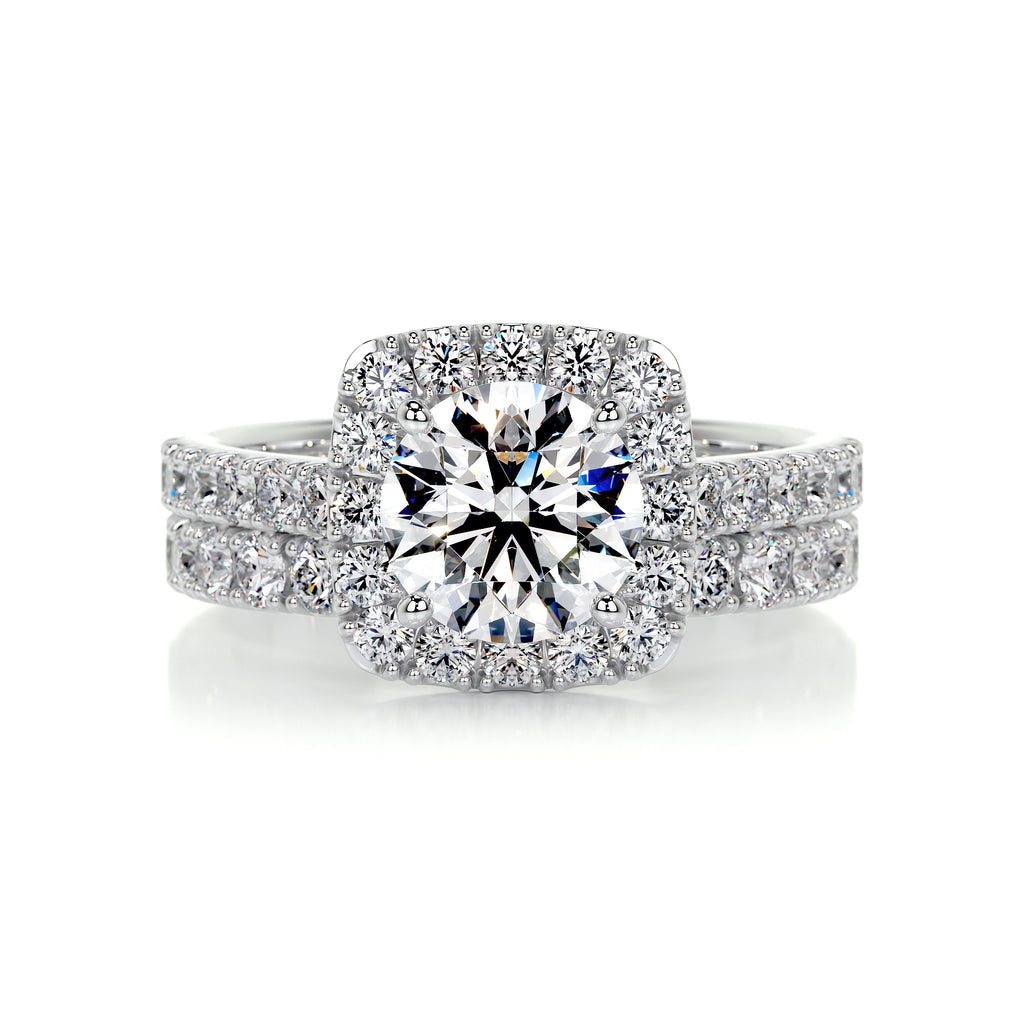 1.50 CT Round Halo CVD F/VS Diamond Bridal Ring Set 1