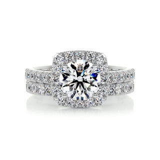 1.50 CT Round Halo CVD F/VS Diamond Bridal Ring Set 1