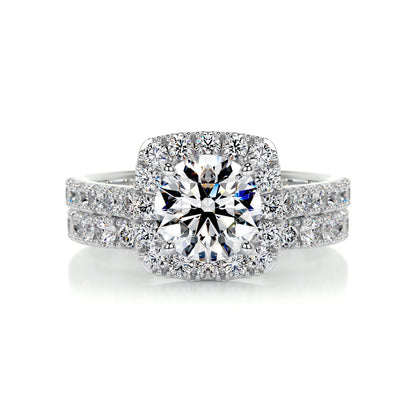 1.50 CT Round Halo CVD F/VS Diamond Bridal Ring Set 1