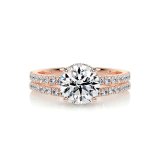 1.25 CT Round Hidden Halo CVD F/VS Diamond Bridal Ring Set 13