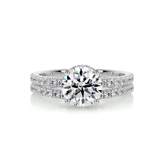 1.25 CT Round Hidden Halo CVD F/VS Diamond Bridal Ring Set 1