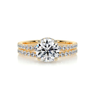 1.25 CT Round Hidden Halo CVD F/VS Diamond Bridal Ring Set 8