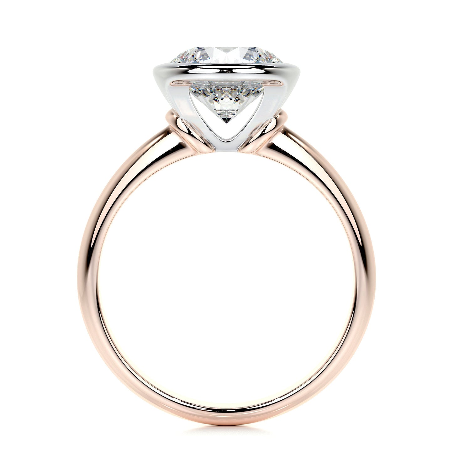 3.0 CT Round Bezel CVD F/SI1 Diamond Engagement Ring 16