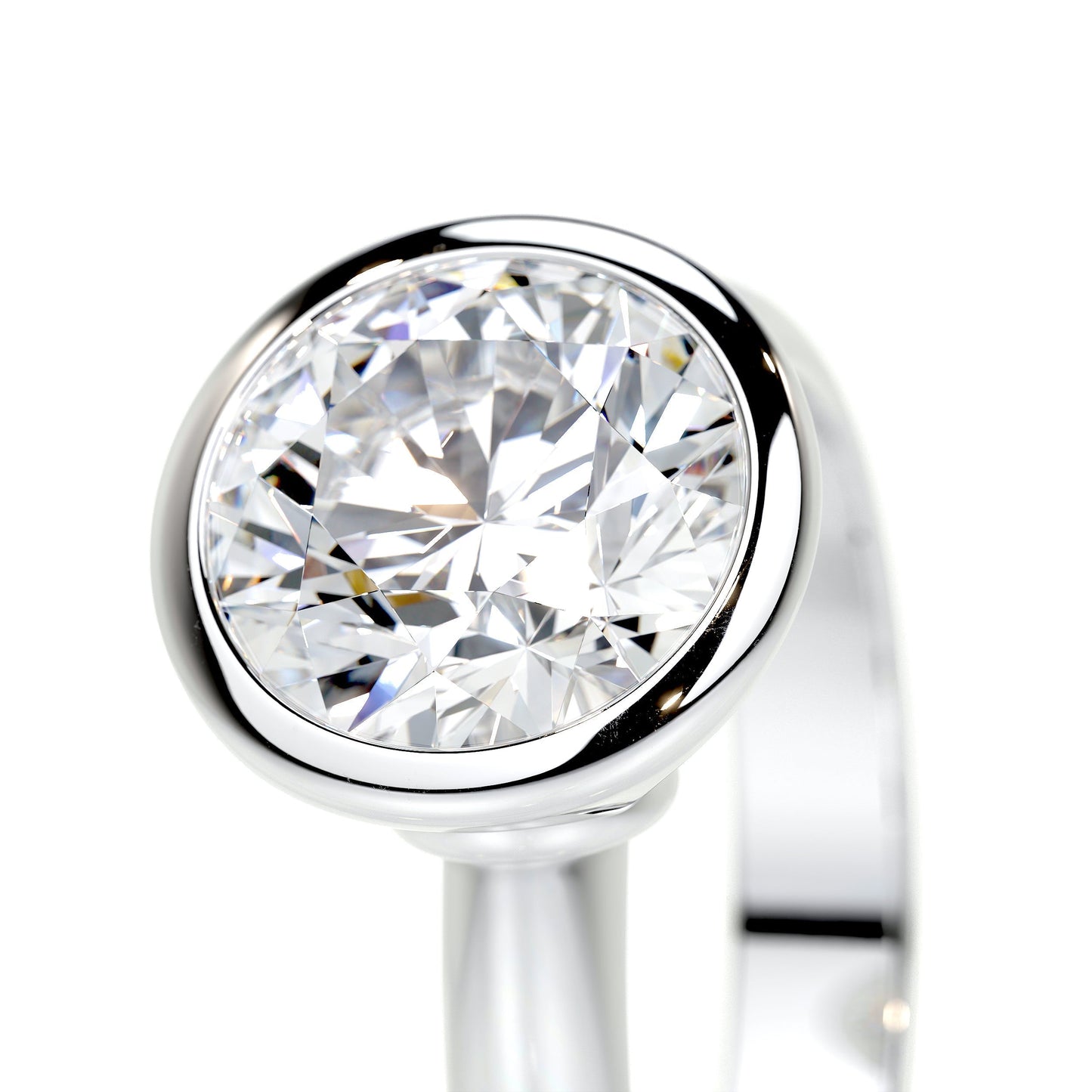 3.0 CT Round Bezel CVD F/SI1 Diamond Engagement Ring 5