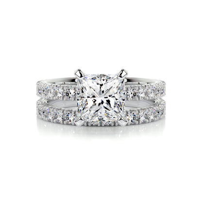 1.50 CT Princess Solitaire CVD F/VS Diamond Bridal Ring Set 1