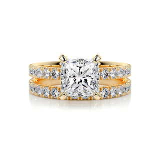 1.50 CT Princess Solitaire CVD F/VS Diamond Bridal Ring Set 7