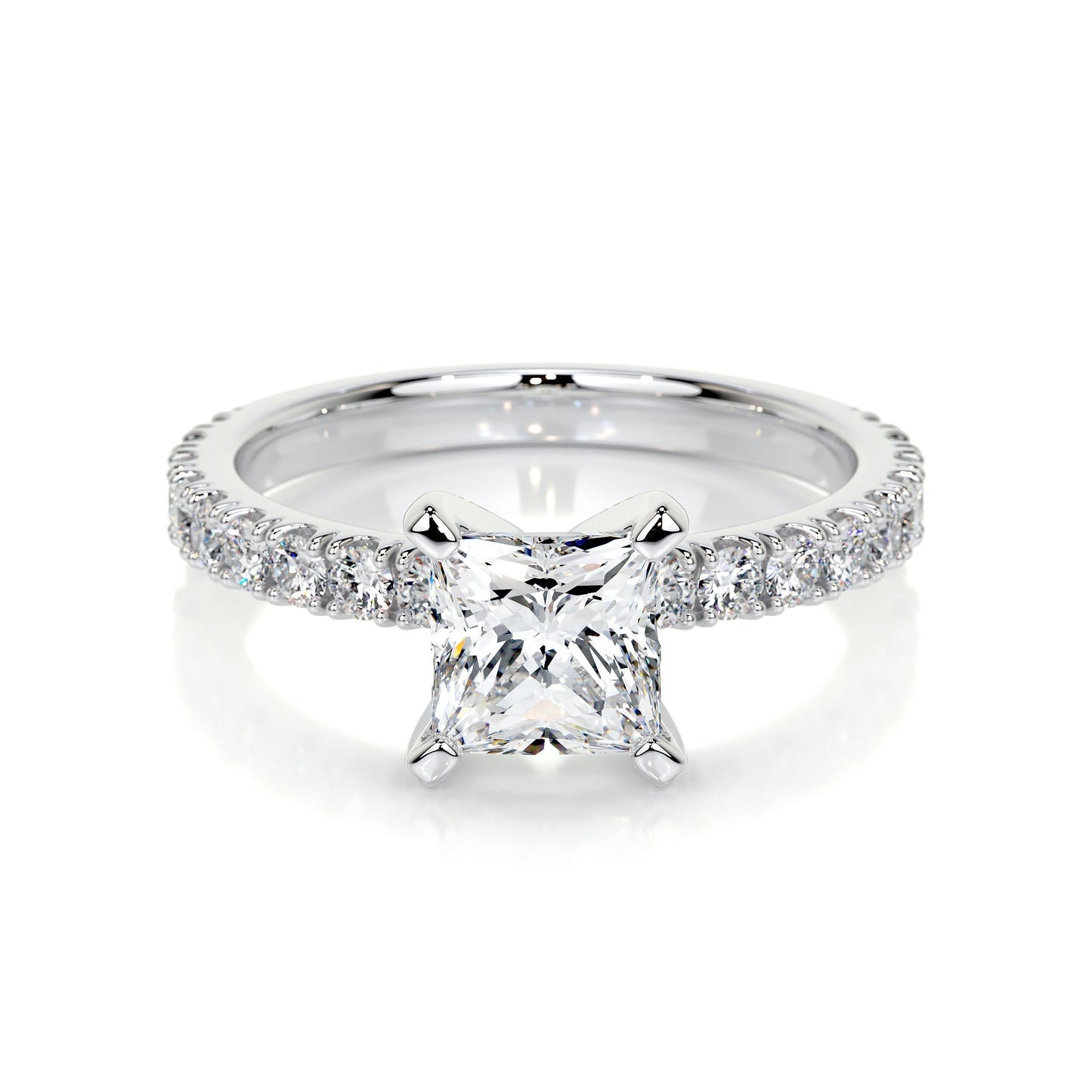 1.0 CT Princess Solitaire CVD D/VS1 Diamond Engagement Ring 1