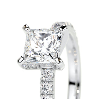 1.0 CT Princess Cut Pave Style CVD D/VS1 Diamond Engagement Ring 3