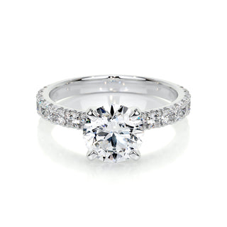 1.50 CT Round Cut Pave Style CVD F/VS1 Diamond Engagement Ring 1