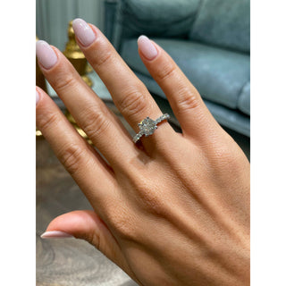 1.50 CT Round Cut Pave Style CVD F/VS1 Diamond Engagement Ring 4