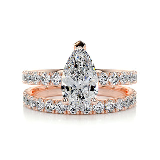 1.50 CT Pear Solitaire CVD F/VS Diamond Bridal Ring Set 10