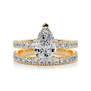 1.50 CT Pear Solitaire CVD F/VS Diamond Bridal Ring Set 7