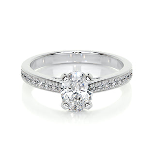 0.82 CT Oval Cut Pave Style CVD F/VS2 Diamond Engagement Ring 1