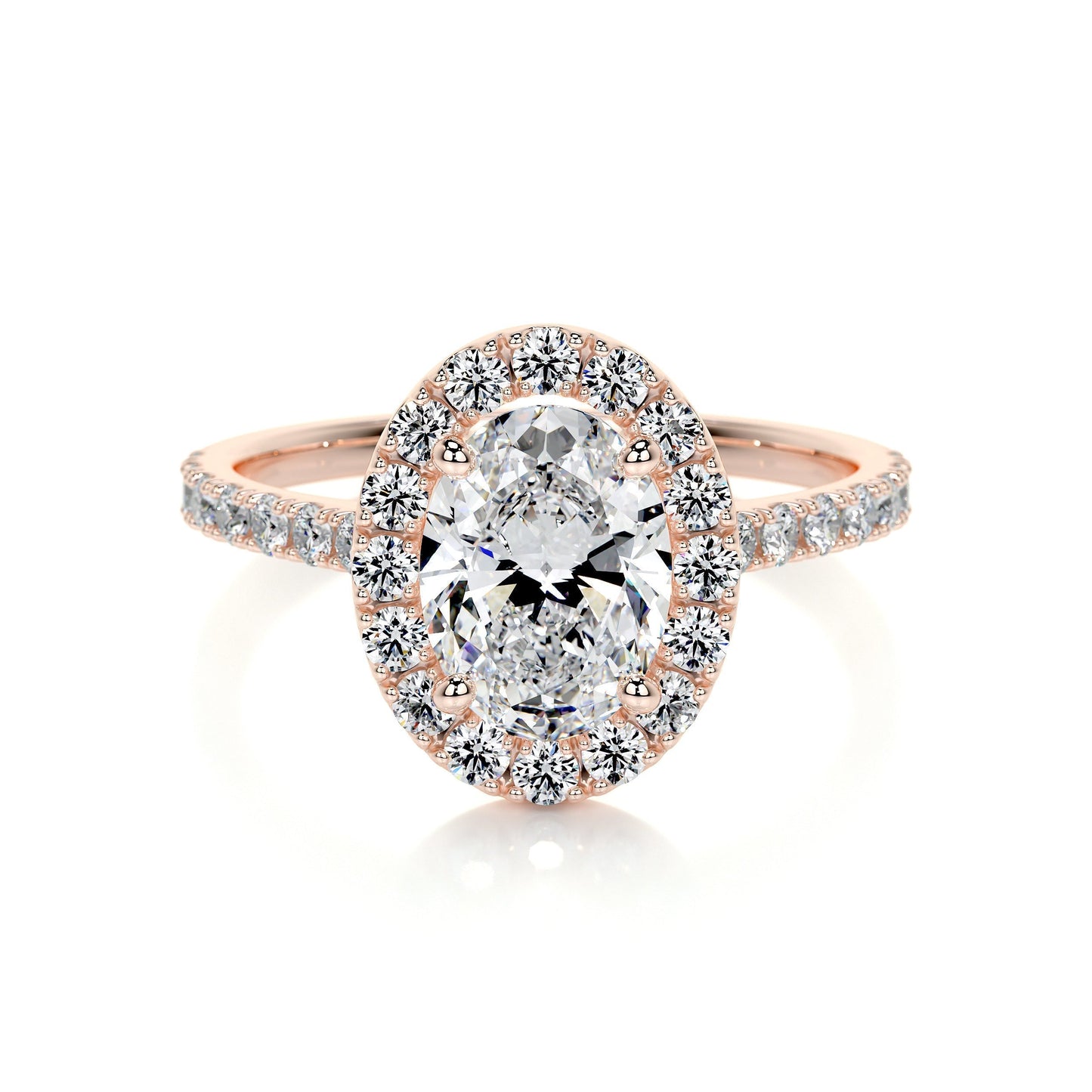 1.0 CT Oval Halo CVD F/VS2 Diamond Engagement Ring 12