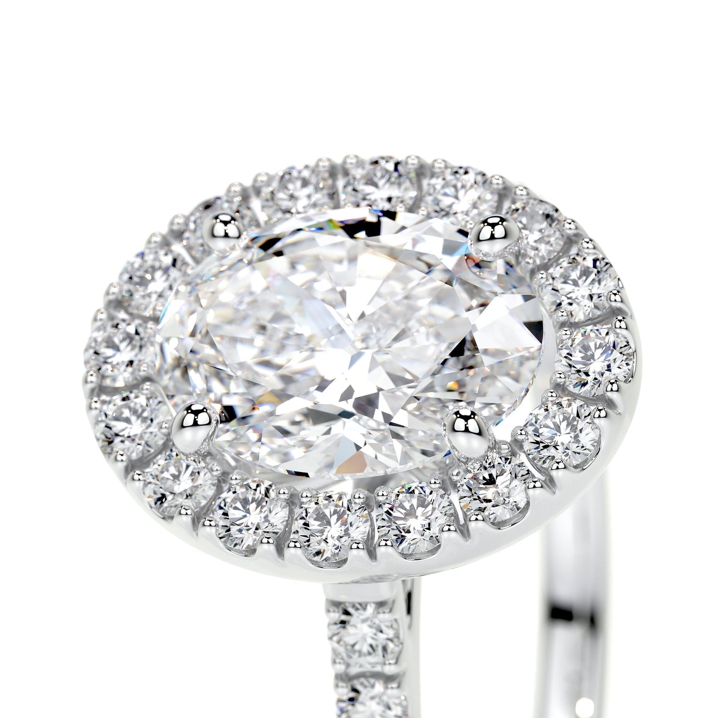 1.0 CT Oval Halo CVD F/VS2 Diamond Engagement Ring 3