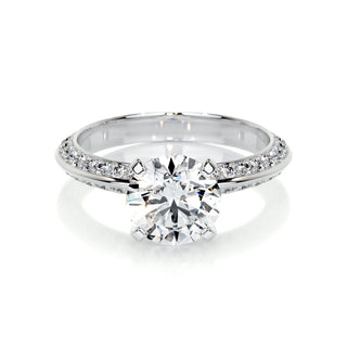 2.0 CT Round Cut Pave Style CVD E/VS2 Diamond Engagement Ring 1