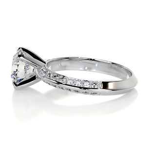 2.0 CT Round Cut Pave Style CVD E/VS2 Diamond Engagement Ring 4