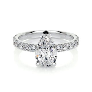 1.50 CT Pear Cut Pave Style CVD E/VS2 Diamond Engagement Ring 1