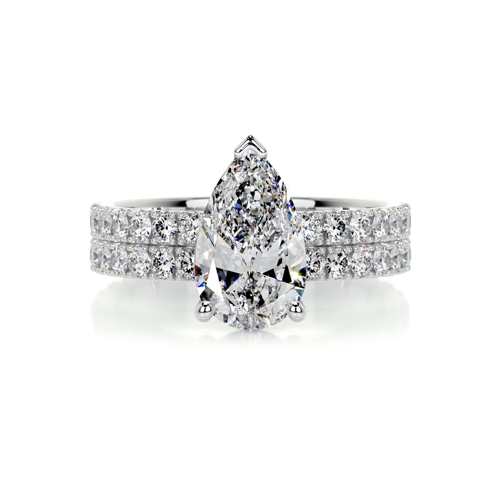 2.0 CT Pear Solitaire CVD F/VS Diamond Bridal Set 1