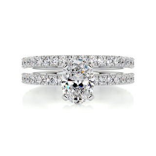 1.0 CT Oval Solitaire CVD F/VS Diamond Bridal Ring Set 1