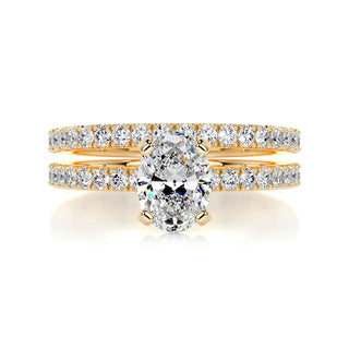 1.0 CT Oval Solitaire CVD F/VS Diamond Bridal Ring Set 8
