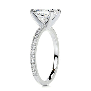 2 CT Radiant Cut Pave Setting CVD F/VS2 Diamond Engagement Ring 3