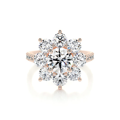 0.80 CT Round Floral Halo CVD H/SI1 Diamond Engagement Ring 12