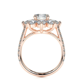 0.80 CT Round Floral Halo CVD H/SI1 Diamond Engagement Ring 15