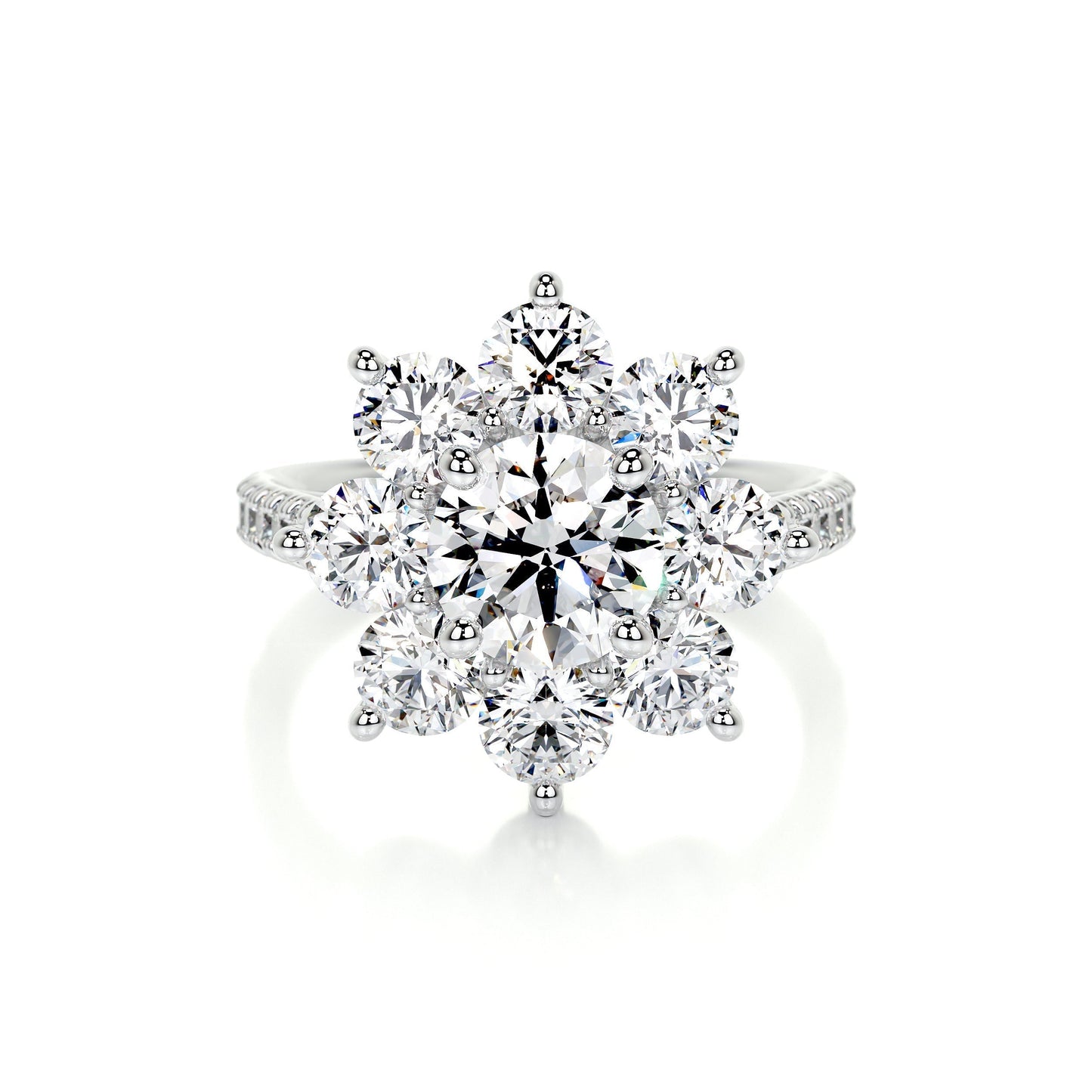 0.80 CT Round Floral Halo CVD H/SI1 Diamond Engagement Ring 1