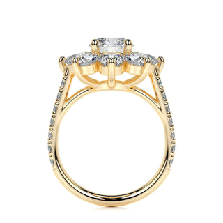 0.80 CT Round Floral Halo CVD H/SI1 Diamond Engagement Ring 11