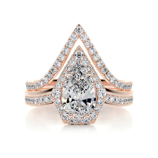 1.50 CT Pear Halo CVD F/VS Diamond Bridal Ring Set 13