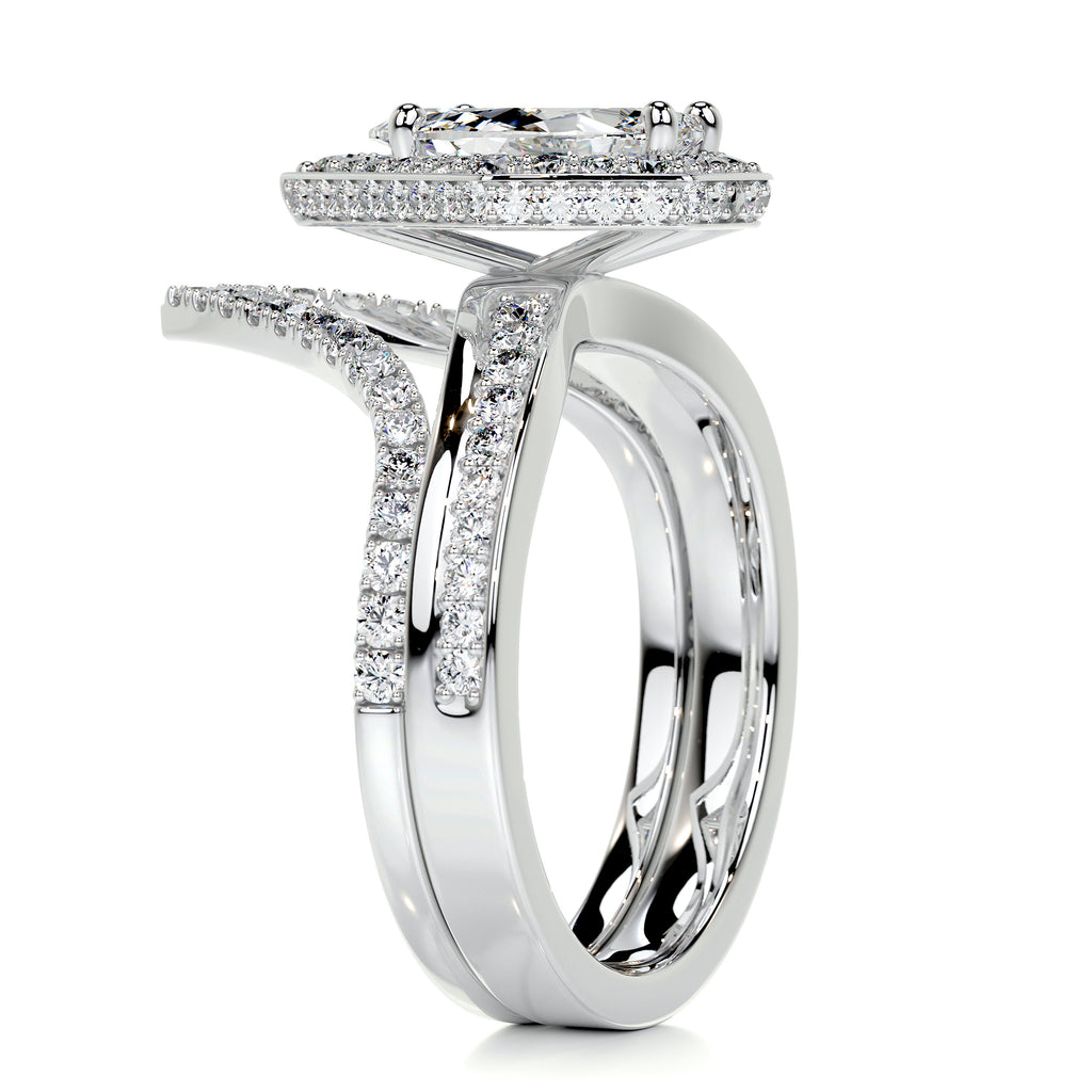 1.50 CT Pear Halo CVD F/VS Diamond Bridal Ring Set 7