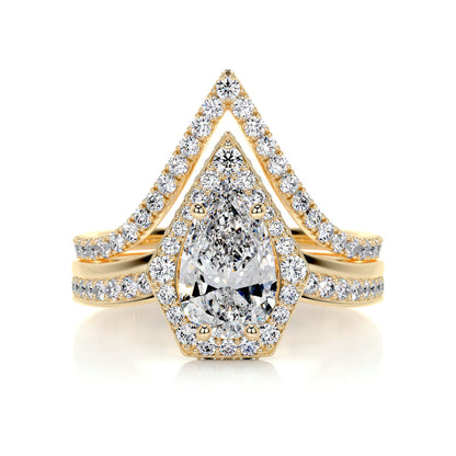 1.50 CT Pear Halo CVD F/VS Diamond Bridal Ring Set 8