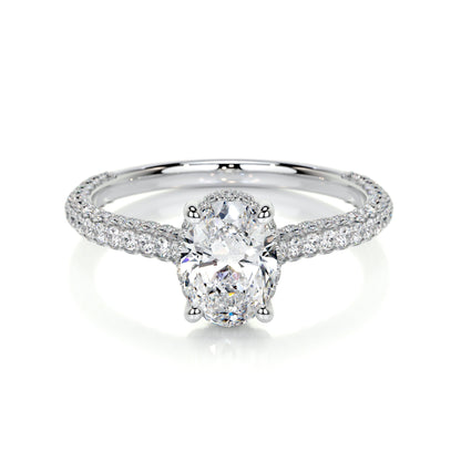 1.20 CT Oval Triple Pave CVD H/SI1 Diamond Engagement Ring 1